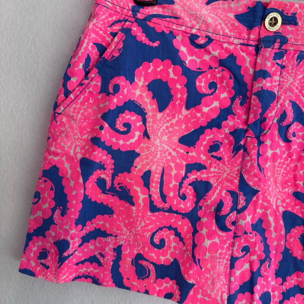 Lilly Pulitzer Pink Floral Cotton Mini Skirt Size 2 Vibrant Summer Resortwear - Picture 6 of 8